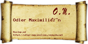 Odler Maximilián névjegykártya